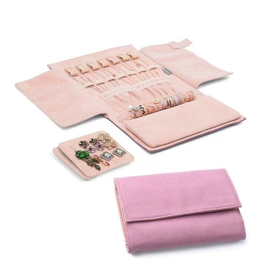 Silk Screen Travel Organizer na biżuterię Roll Women Microfabric Fold Up Jewelry Organizer