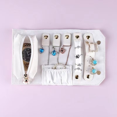 PU Ring Kolczyk Travel Jewelry Organizer Zwijany organizer na naszyjnik dla kobiet