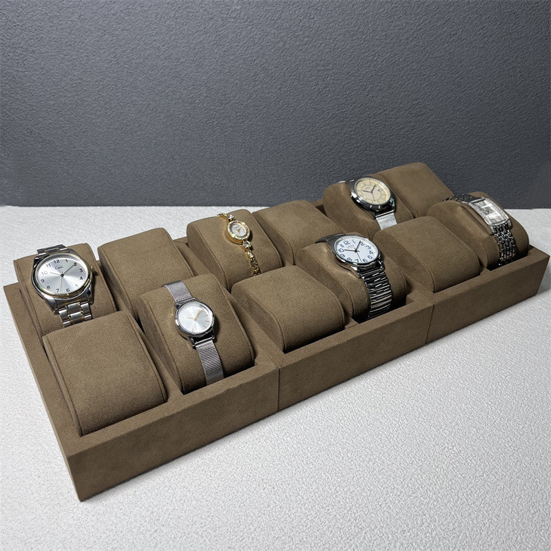 Kolor kawy 12 slotów z mikrofibry Luksusowy zegarek Wyświetlacz Biżuteria Watch Organizer