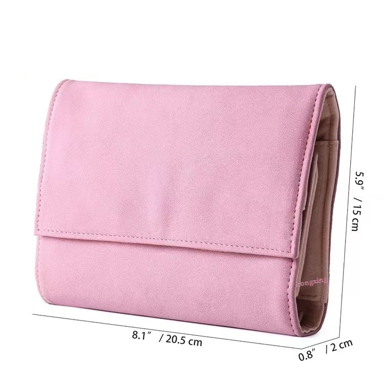 Silk Screen Travel Organizer na biżuterię Roll Women Microfabric Fold Up Jewelry Organizer
